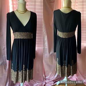 Jones New York Black Long Sleeve V neck classy dress size M